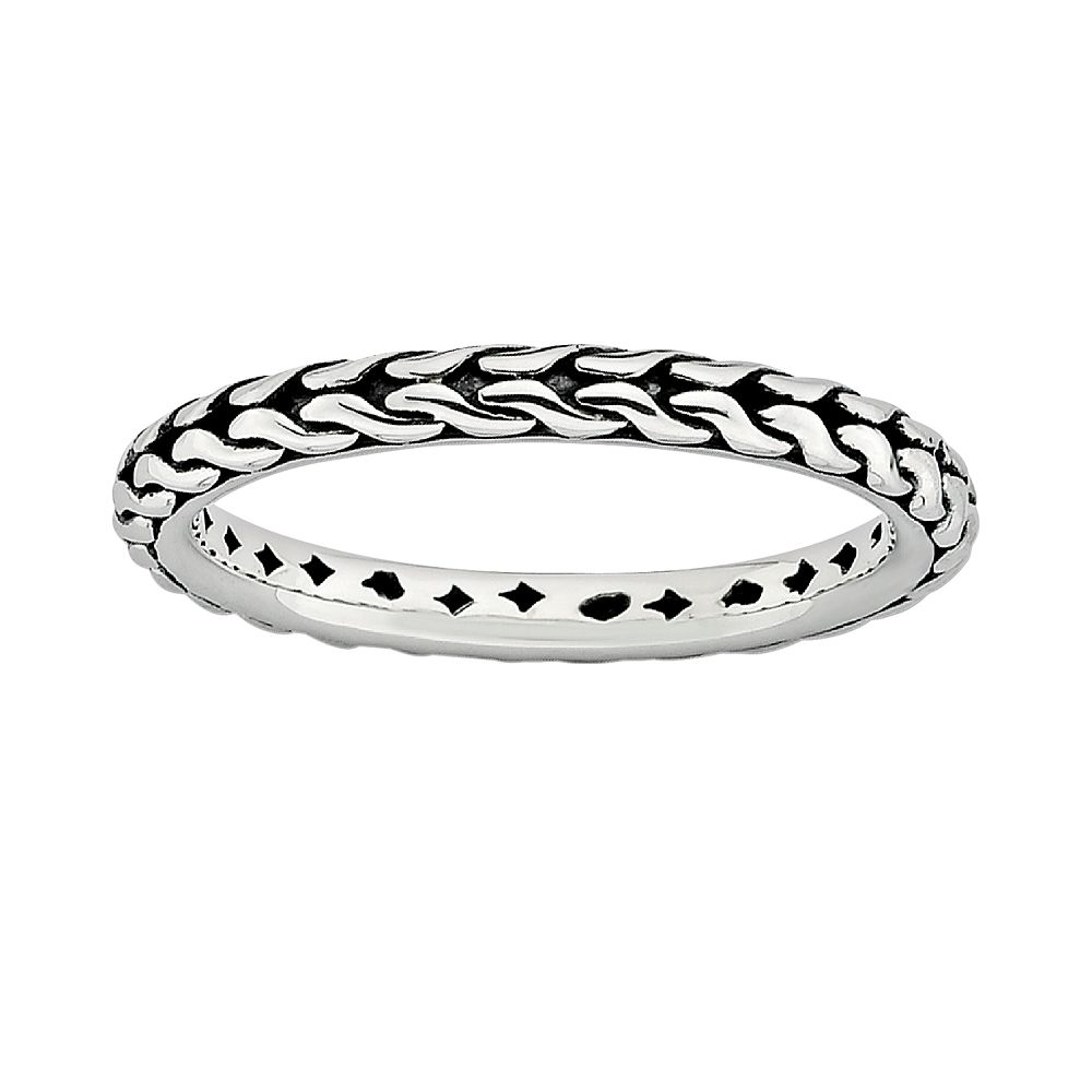 V Braided SS Stacker Ring main image 1