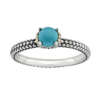 Stacks & Stones 14k Gold & Sterling Silver Simulated Turquoise Stack Ring
