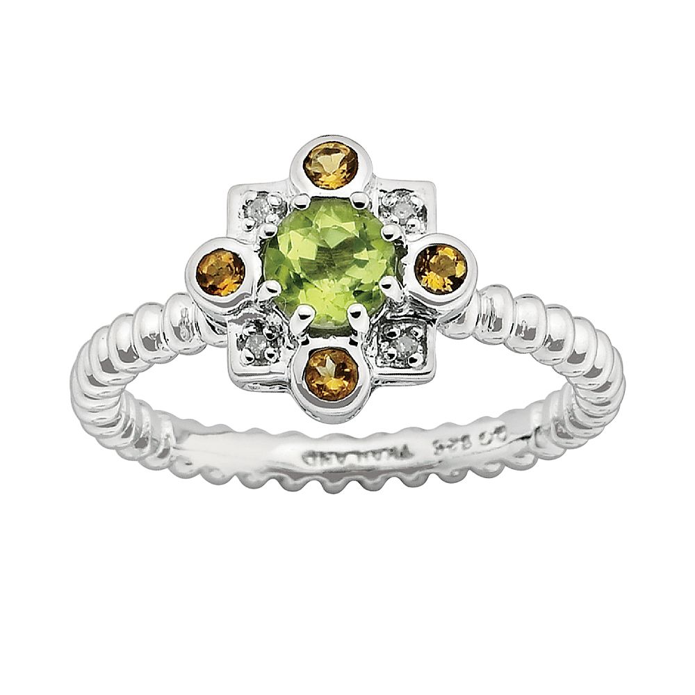Stacks & Stones Sterling Silver Peridot, Citrine & Diamond Accent ...