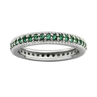 Stacks & Stones Sterling Silver Lab-Created Emerald Eternity Stack Ring