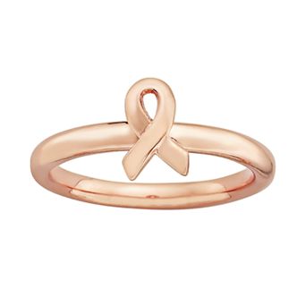 Stacks & Stones 14k Rose Gold Over Silver Breast Cancer Awareness Ribbon Stack Ring