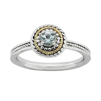 Stacks & Stones 14k Gold & Sterling Silver Aquamarine Textured Stack Ring
