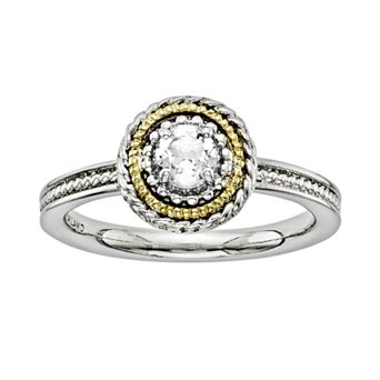 Stacks & Stones 14k Gold & Sterling Silver White Topaz Textured Stack Ring