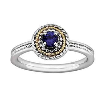 Stacks & Stones 14k Gold & Sterling Silver Lab-Created Sapphire Textured Stack Ring
