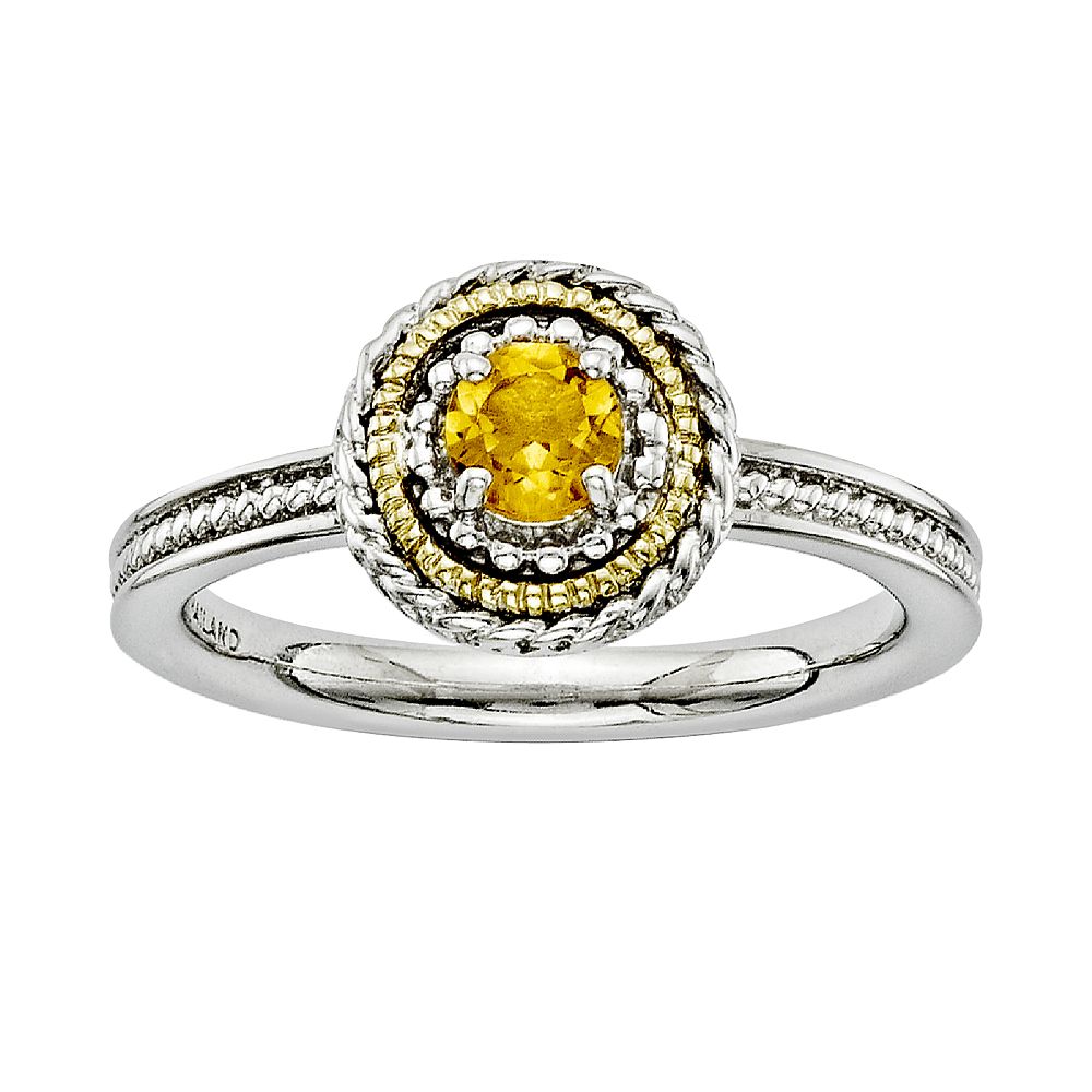 Stacks & Stones 14k Gold & Sterling Silver Citrine Textured Stack Ring