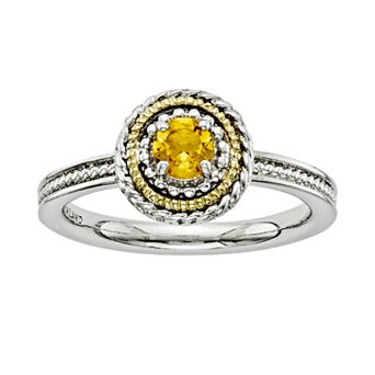 Stacks & Stones 14k Gold & Sterling Silver Citrine Textured Stack Ring