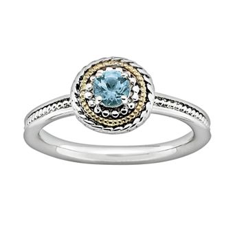 Stacks & Stones 14k Gold & Sterling Silver Blue Topaz Textured Stack Ring
