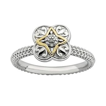 Stacks & Stones 14k Gold and Sterling Silver Diamond Accent Stack Ring