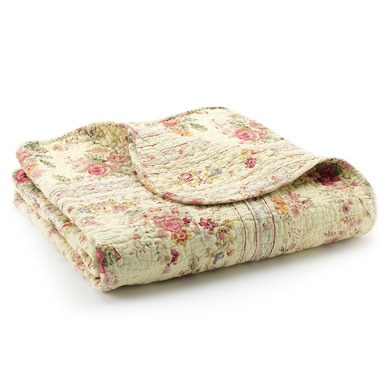 Antique Rose Reversible Quilted Throw, Yellow