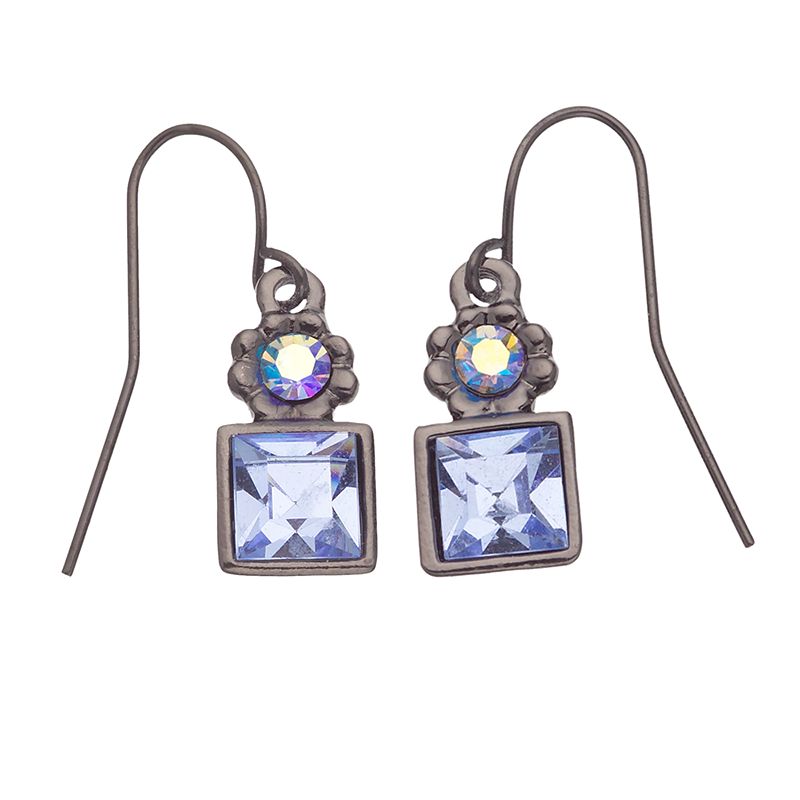 1928 Simulated Sapphire Drop Earrings, Womens, Blue