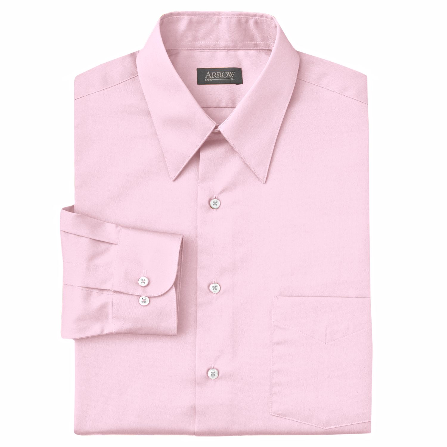 Arrow Classic-Fit Solid Sateen Non-Iron Point-Collar Dress Shirt