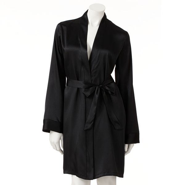 Women's Apt. 9® Floral Bouquet Solid Satin Wrap Robe