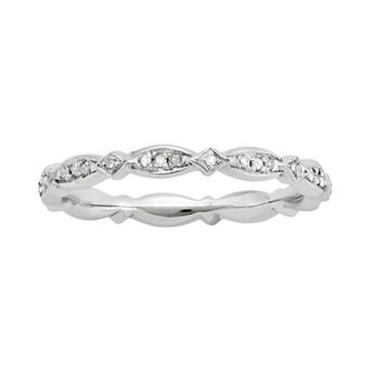 Stacks & Stones Sterling Silver .11 ct T.W. Diamond Stack Ring