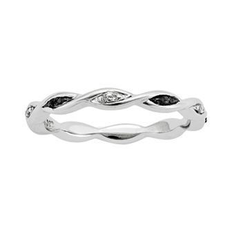 Stacks & Stones Sterling Silver Black & White Diamond Accent Twist Stack Ring