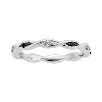 Stacks & Stones Sterling Silver Black & White Diamond Accent Twist Stack Ring
