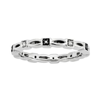 Stacks & Stones Sterling Silver Black & White Diamond Accent Stack Ring