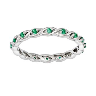 Stacks & Stones Sterling Silver Lab-Created Emerald Stack Ring