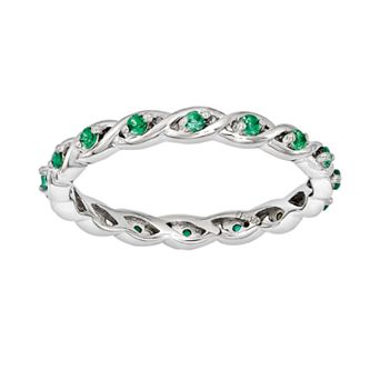 Stacks & Stones Sterling Silver Lab-Created Emerald Stack Ring