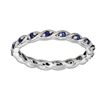 Stacks & Stones Sterling Silver Lab-Created Sapphire Stack Ring