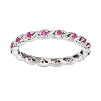 Stacks & Stones Sterling Silver Lab-Created Pink Sapphire Stack Ring
