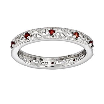 Stacks & Stones Sterling Silver Garnet Stack Ring