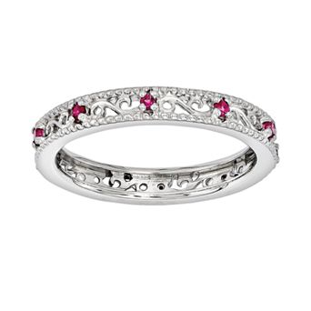 Stacks & Stones Sterling Silver Lab-Created Ruby Stack Ring