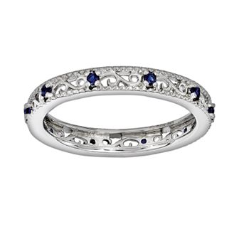 Stacks & Stones Sterling Silver Lab-Created Sapphire Stack Ring