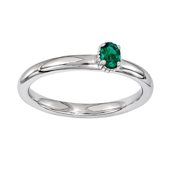 Stacks & Stones Sterling Silver Lab-Created Emerald Stack Ring