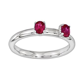Stacks & Stones Sterling Silver Lab-Created Ruby Stack Ring