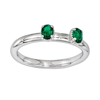 Stacks & Stones Sterling Silver Lab-Created Emerald Stack Ring