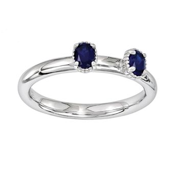 Stacks & Stones Sterling Silver Lab-Created Sapphire Stack Ring