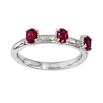 Stacks & Stones Sterling Silver Lab-Created Ruby Stack Ring
