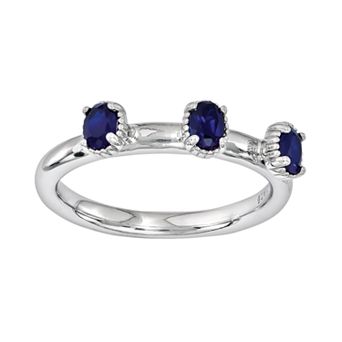 Stacks & Stones Sterling Silver Lab-Created Sapphire Stack Ring