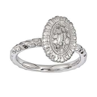 Stacks & Stones Sterling Silver Textured Frame Stack Ring