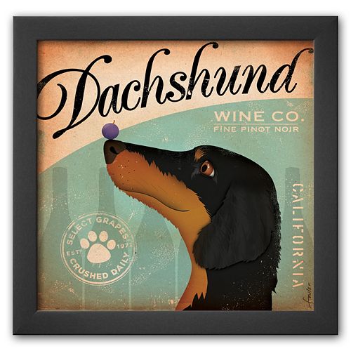 Art.com Dachshund Wine Framed Art Print by Stephen Fowler