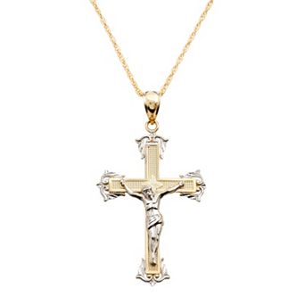 10k Two-tone Gold Crucifix Pendant