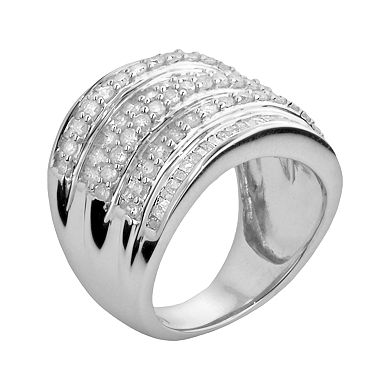 Sterling Silver 2-ct. T.W. Diamond Multirow Ring