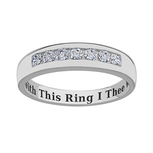 Sweet Sentiments Sterling Silver Cubic Zirconia Wedding Ring