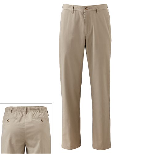 Croft & Barrow® Easy Care Half-Elastic Khaki Flat-Front Pants - Men