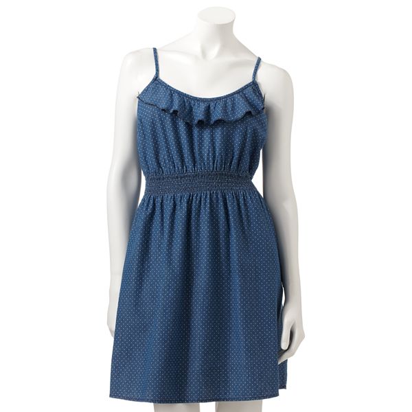 ELLE™ Dot Ruffle Chambray Sundress