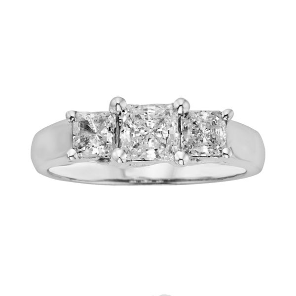 18K White Gold Aurora Upside Down Princess Cut Diamond Ring (1/7 Ct. tw.)