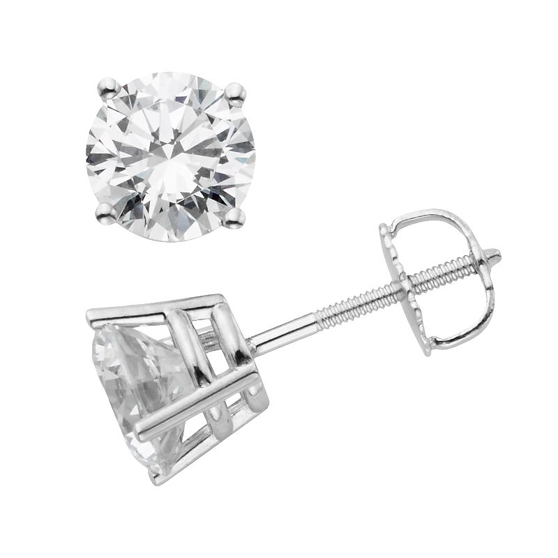 14k White Gold 1 1/2-ct. T.W. IGL Certified Round-Cut Diamond Solitaire Ear