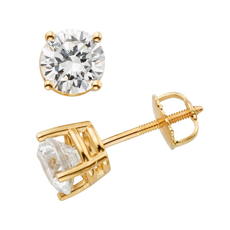 14k Gold 1 1/2-ct. T.W. IGL Certified Round-Cut Diamond Solitaire Earrings,