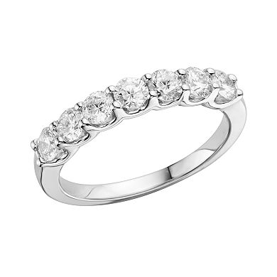 The Regal Collection 18k White Gold 1-ct. T.W. IGL Certified Round-Cut Colorless Diamond 7 Stone Band Ring