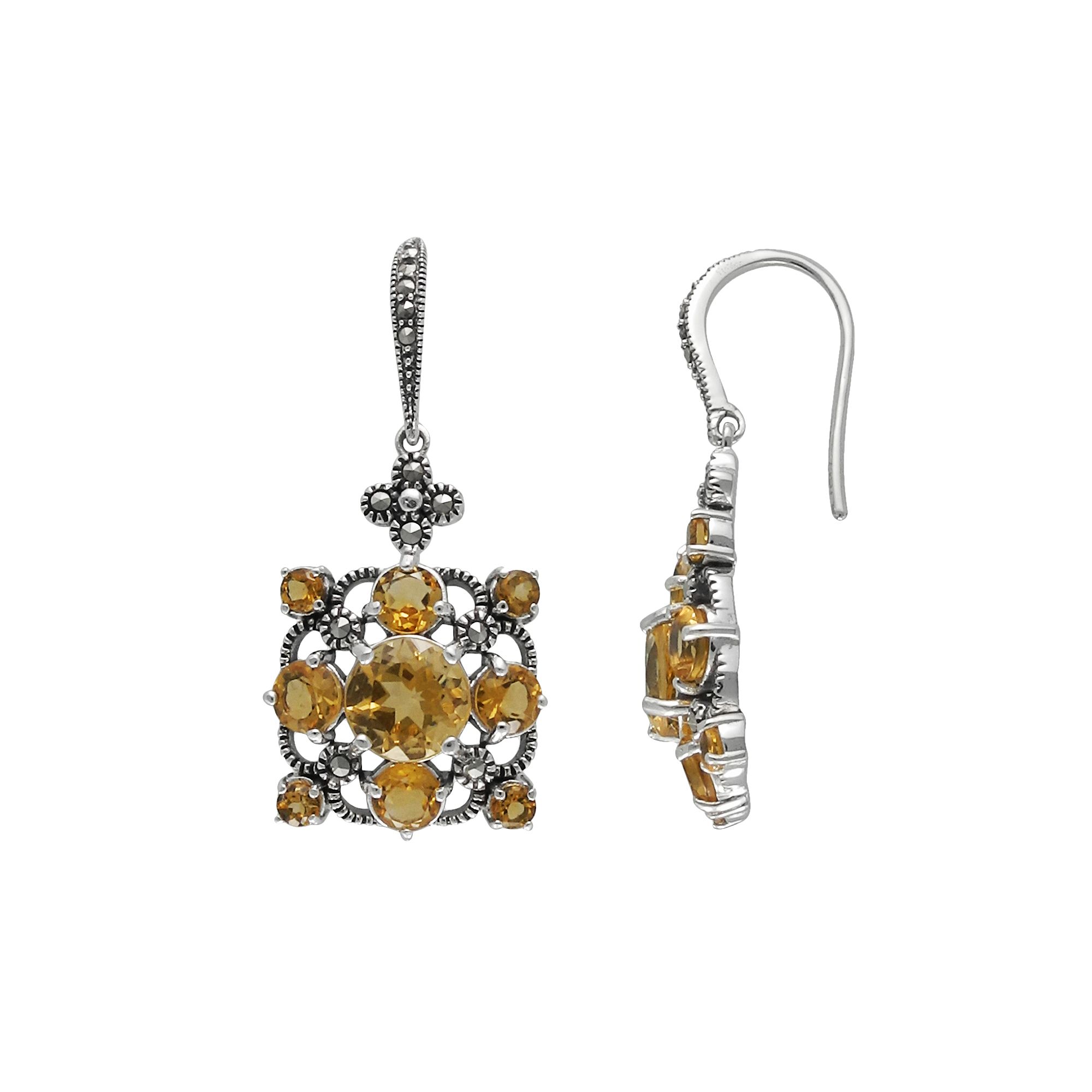 Lavish by TJM Sterling Silver Citrine Drop Earrings, Womens, Orange