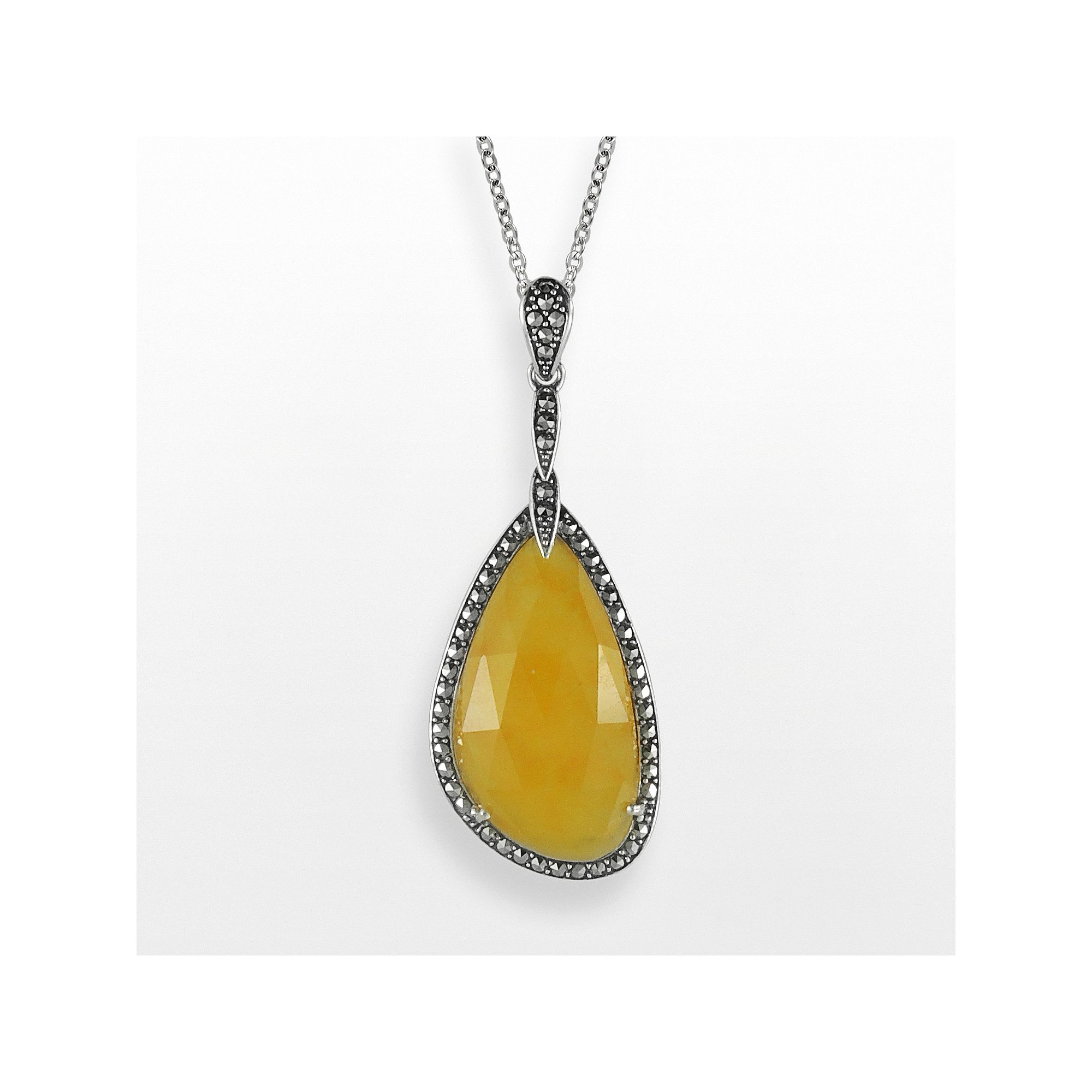 Lavish by TJM Sterling Silver Yellow Jade Teardrop Pendant, Womens, Size: