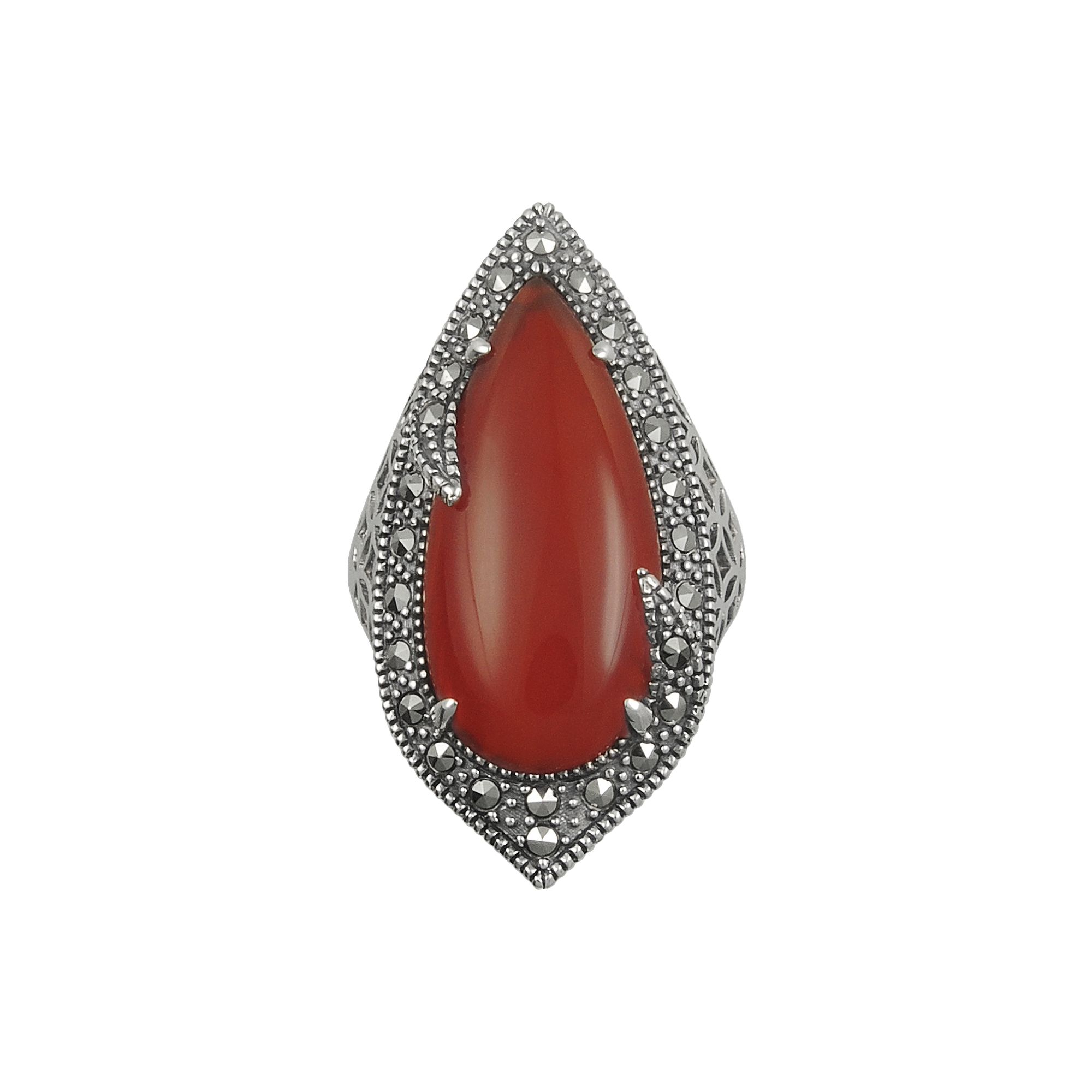 Lavish by TJM Sterling Silver Red Agate Filigree Ring, Womens, Size: 7