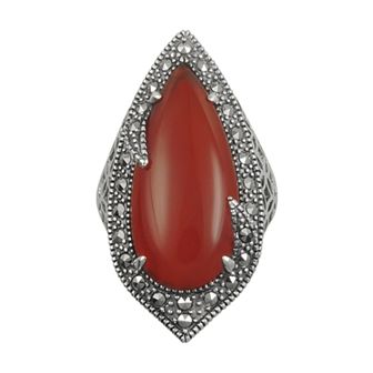 Lavish by TJM Sterling Silver Red Agate Filigree Ring