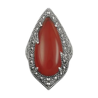 Lavish by TJM Sterling Silver Red Agate Filigree Ring