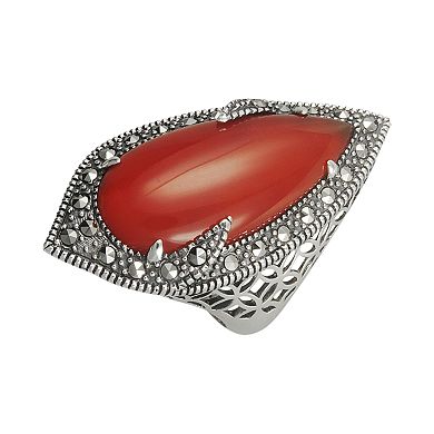 Lavish by TJM Sterling Silver Red Agate Filigree Ring